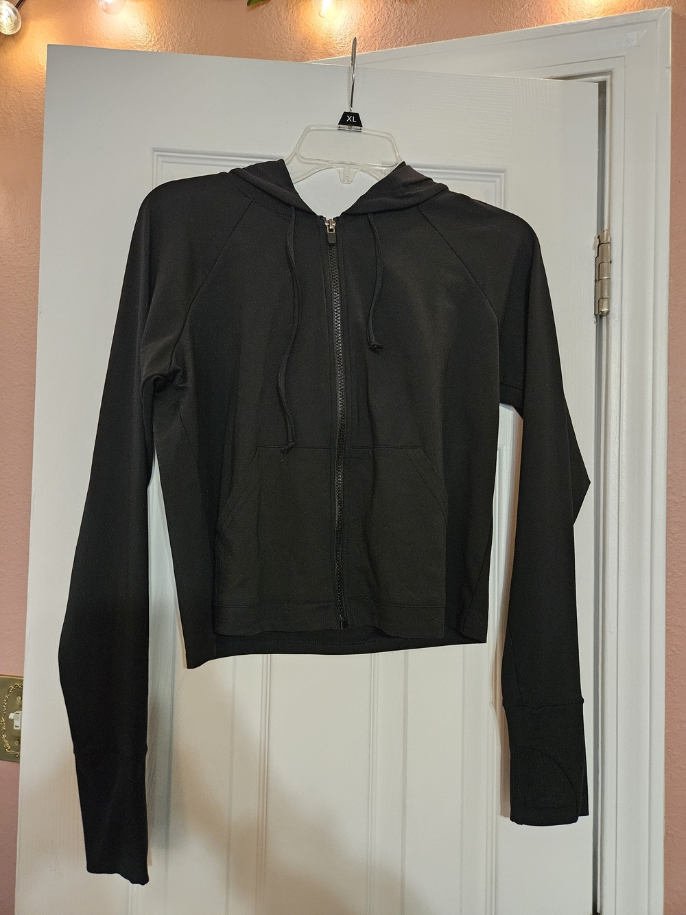 Fabletics Black Full-Zip Hooded Utility Jacket
